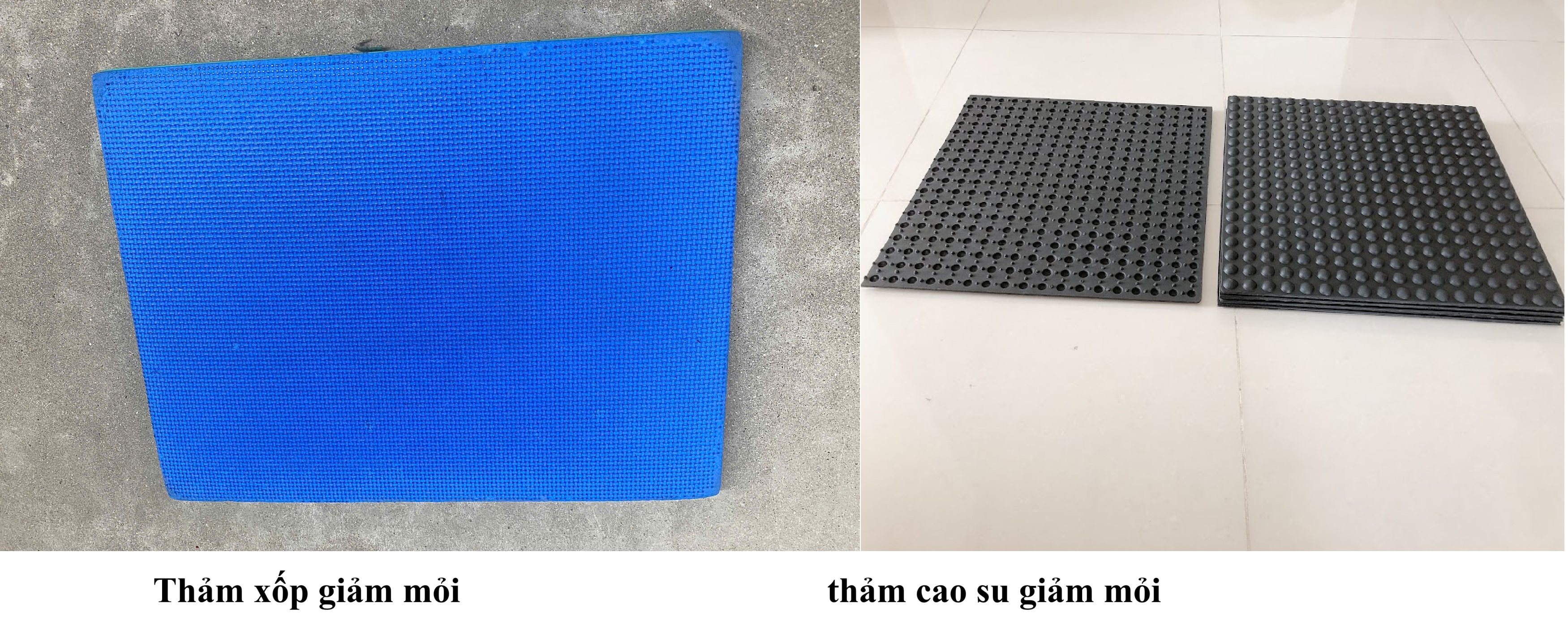 So sánh thảm chống mỏi bằng cao su, và thảm chống mỏi bằng eva form xốp 